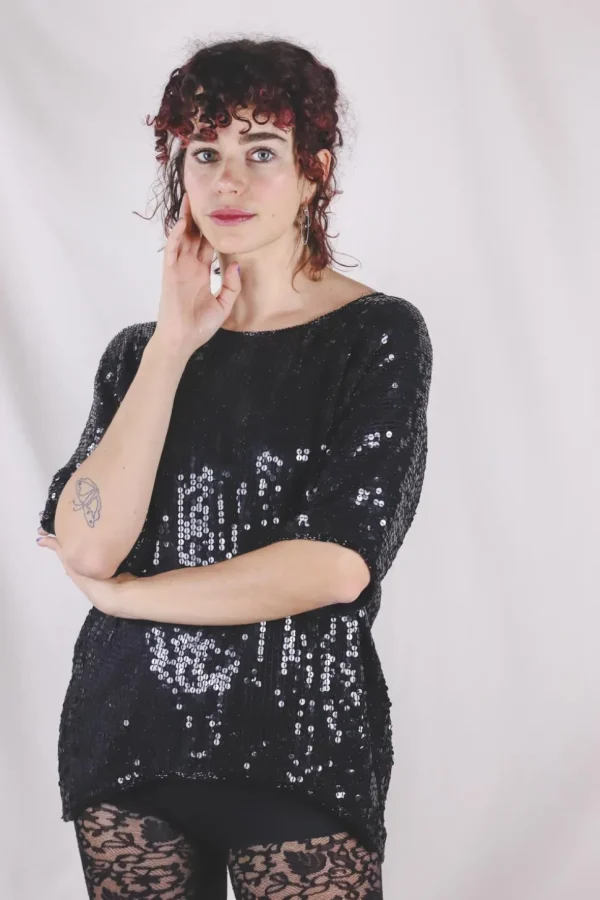 Dina vintagesilkkipaljettipusero
