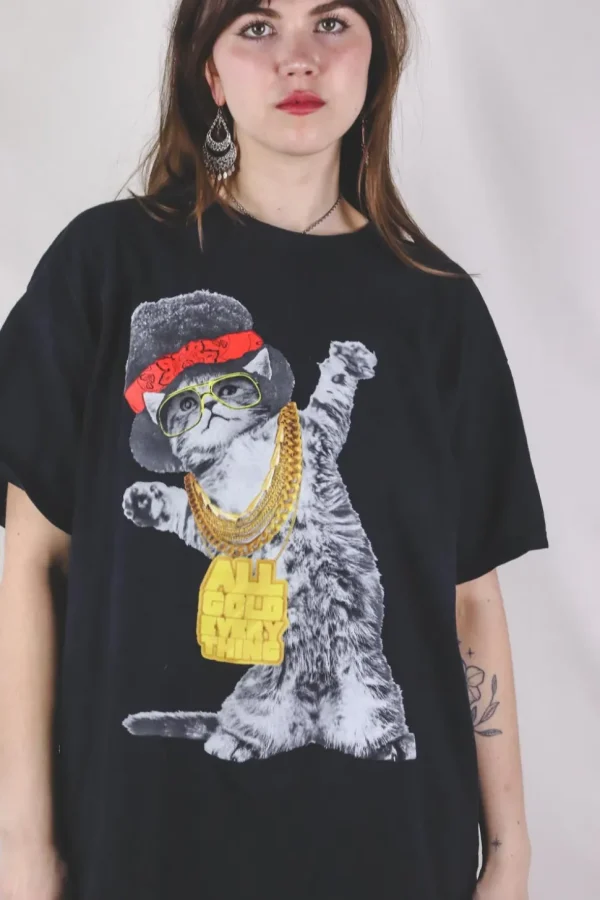 Gold Cat Y2K t-paita