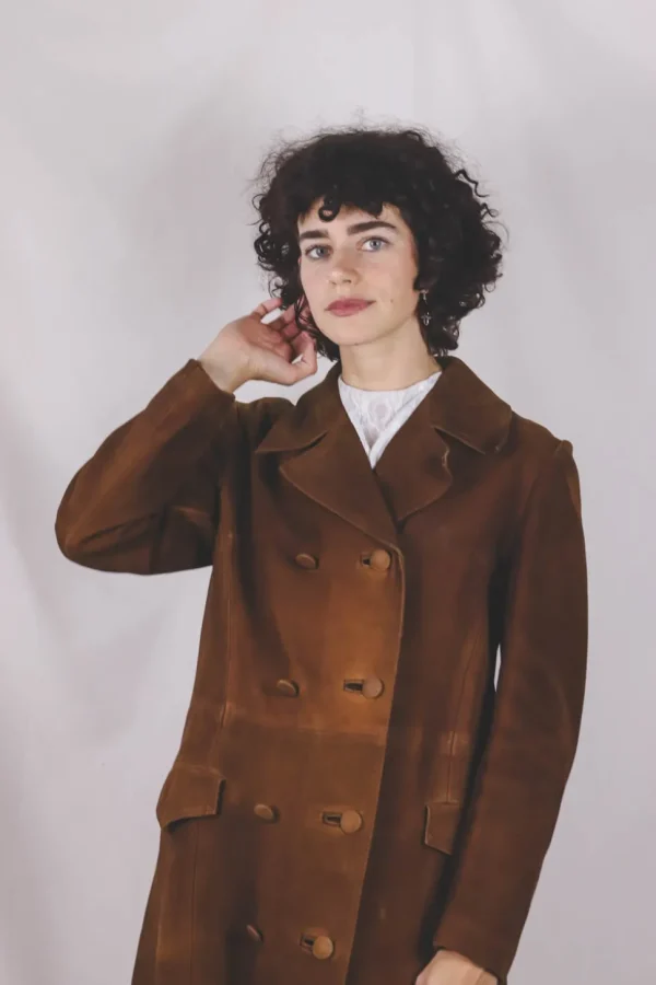Sally kotimainen 60/70-luvun vintagemokkanahkatakki