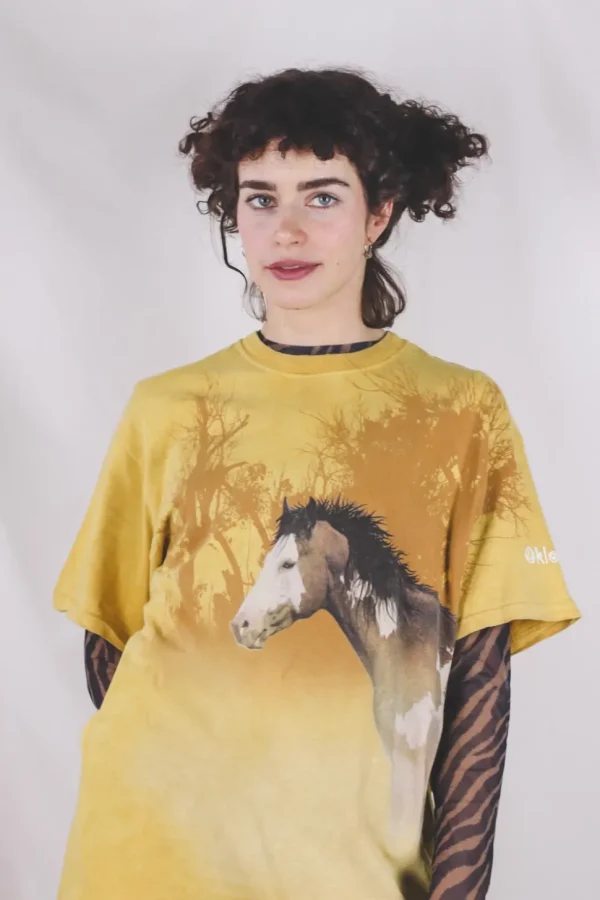 Yellow horse vintage t-paita